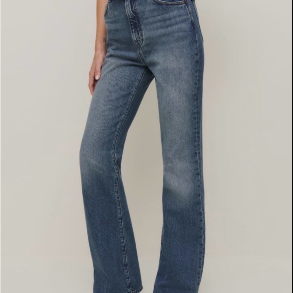 Reformation Wide-Leg High Rise Jeans - Blue Wash